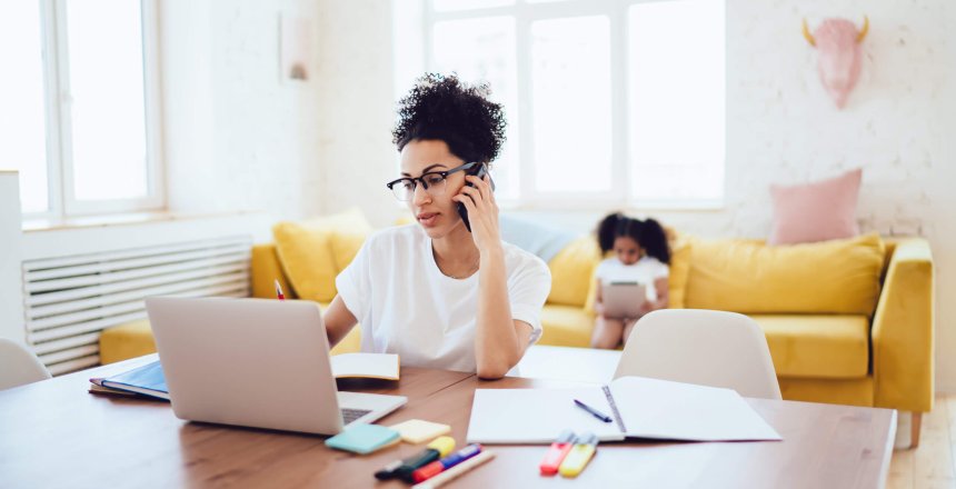 African,American,Female,In,Glasses,Speaking,On,Mobile,Phone,While